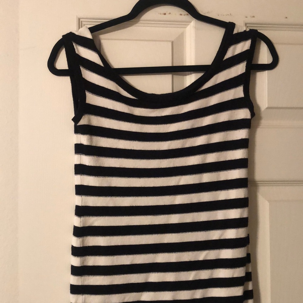 Boutique black and cream stripped knit tank top